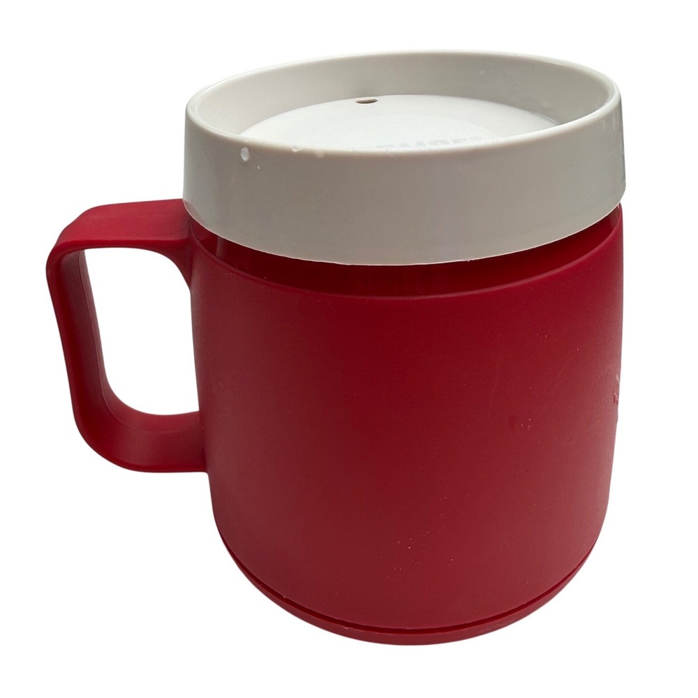 Thermos Travel Mug Red Insulated Lid Vintage Retro Gorpcore Camping Made in USA